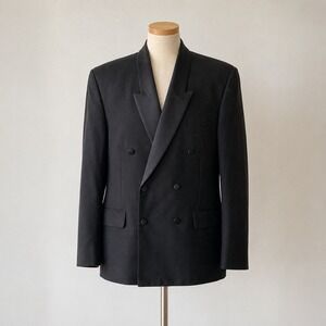 Vintage Vanderbilt Lady in Red Black Double Breasted Tuxedo Jacket 48R